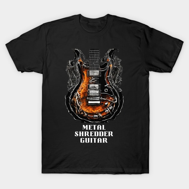 Blackened Fury - Heavy Metal Shredder Guitar T-Shirt by Klau